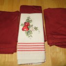 Set of 3 Cloth Crate and Barrel Napkins and Strawberry Kitchen Towel