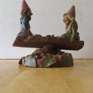 Tom Clark Gnome Figures - Cairn Studios - Topsie Turvie on See Saw Log (57),1984