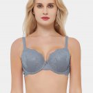 Wingslove Push Up Lace Underwire Full Coverage Plus Size Bra, Grey, 36D