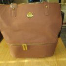 Joy Mangano Double Decker Leather Purse With Tote And Wristlet, 2 Piece, Brown