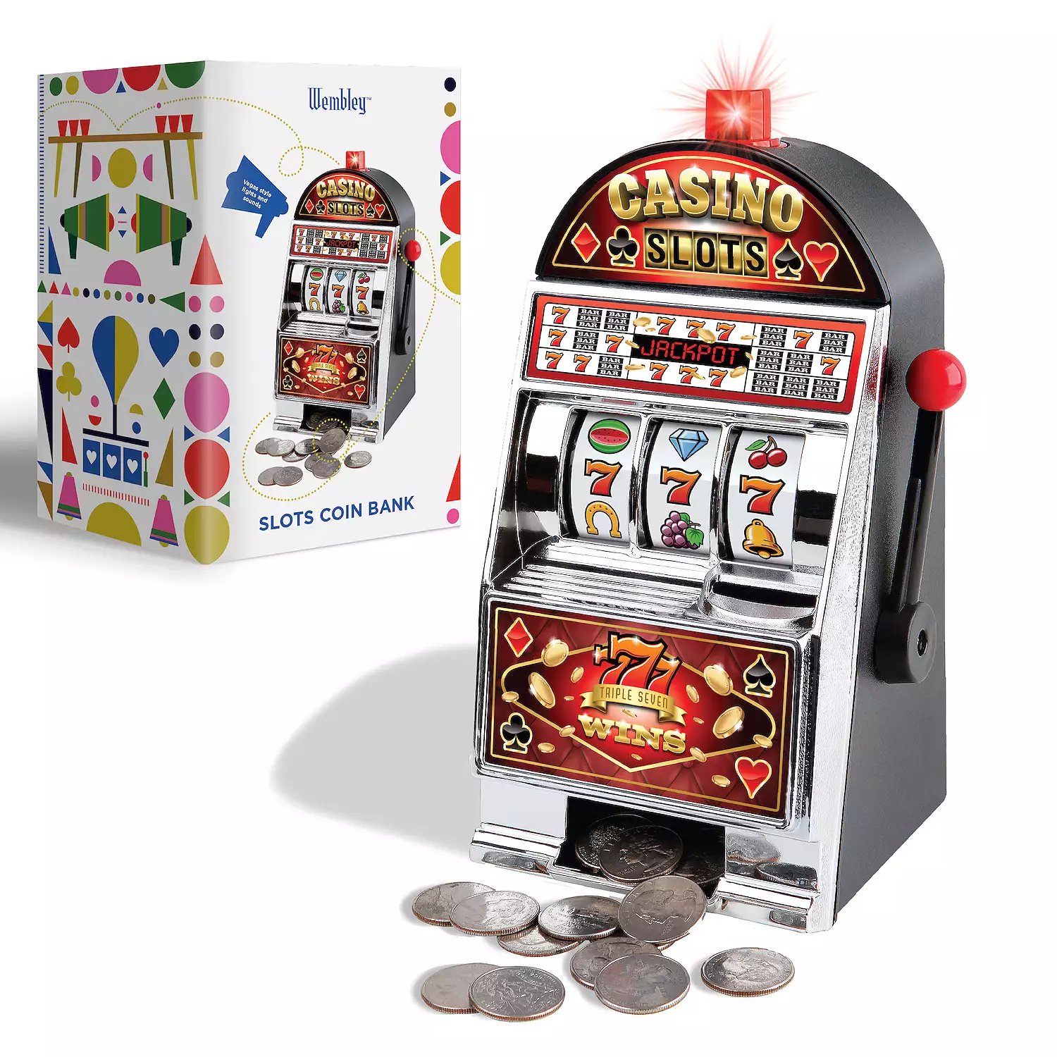 Wembley Electronic Casino Slot Machine Coin Bank Triple Seven Wins 777 - New