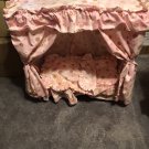 Cute Frilly Pink Metal Doll or Stuffed Animal Canopy Bed for Large Dolls