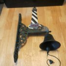 Vintage Painted Cast Iron Lighthouse Wall Mounted Dinner Bell