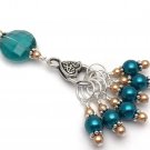 Handmade Aqua and Gold Stitch Marker Set - Gift for Knitters