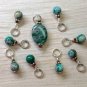 Handmade Knitting Stitch Marker Set (SNAG FREE)- Green Agate