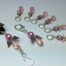 Pink Angel Portuguese Knitting Pin & Stitch Markers with Holder
