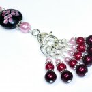 Pearl Ombre Stitch Marker Set with Holder - Handmade