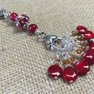 Stitch Markers with Lanyard Holder - Red Cherry - Knitting Bag Organizer