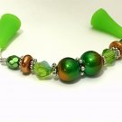 Green Copper Knitting Needle Point Protector- Handmade Stitch Holder Jewelry