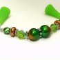 Green Copper Knitting Needle Point Protector- Handmade Stitch Holder Jewelry