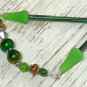 Green Copper Knitting Needle Point Protector- Handmade Stitch Holder Jewelry