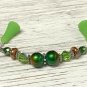 Green Copper Knitting Needle Point Protector- Handmade Stitch Holder Jewelry