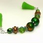 Green Copper Knitting Needle Point Protector- Handmade Stitch Holder Jewelry