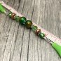 Green Copper Knitting Needle Point Protector- Handmade Stitch Holder Jewelry