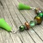 Green Copper Knitting Needle Point Protector- Handmade Stitch Holder Jewelry