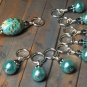 Aqua Blue Splash Knitting Stitch Marker Set (SNAG FREE)- Set of 9