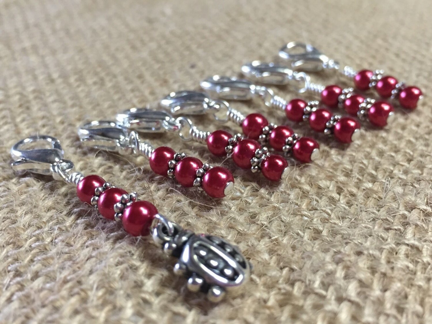 Handmade Clip-On Red Ladybug Stitch Markers - For Knit Or Crochet
