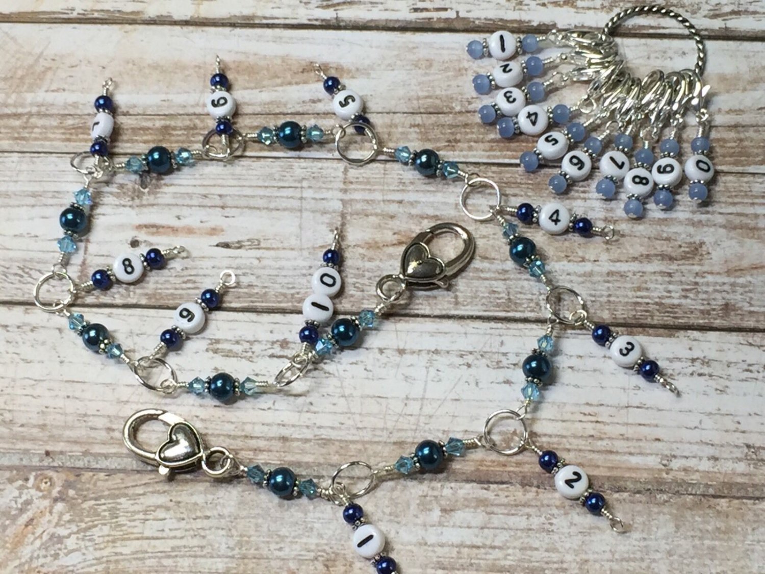 Knitting Row Counter, Blue 1-100 Chain Counter, Numbered Stitch Marker