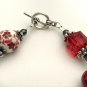Red Flowers Abacus Counting Bracelet, Knitting Row Counter, Handmade
