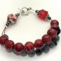 Red Flowers Abacus Counting Bracelet, Knitting Row Counter, Handmade