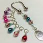 Multi Color Knitting Stitch Markers & Tree of Life Horseshoe Holder (SNAG FREE)
