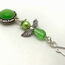 Handmade Magnetic Portuguese Knitting Pin- Green Angel- ID Badge Holder