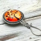 Magnetic Portuguese Knitting Pin- ID Badge Holder- Sunrise Tree