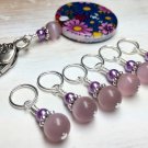 SNAG FREE Stitch Markers with  Beaded Flower Holder- Knitting Tools