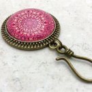 Magnetic Portuguese Knitting Pin- ID Badge Holder- Rose Mandala