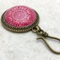 Magnetic Portuguese Knitting Pin- ID Badge Holder- Rose Mandala
