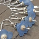 Handmade Knitting Stitch Marker Set (SNAG FREE)-Blue Flowers- Set of 10