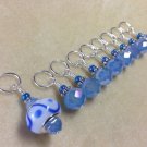 Handmade Blue Knitting Stitch Markers (SNAG FREE) | Set of 9 | Fit up to US10.5