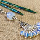 8 Sea Opal Stitch Markers(SNAG FREE) w/ Knitting Lanyard For Your Knitting Bag