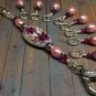 Beaded Knitting Stitch Markers with Pink Flower Lanyard Holder (SNAG FREE)