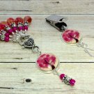 Pink Tree Portuguese Knitting Pin & Stitch Markers with Holder