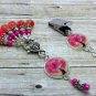 Pink Tree Portuguese Knitting Pin & Stitch Markers with Holder