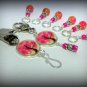 Pink Tree Portuguese Knitting Pin & Stitch Markers with Holder