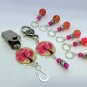 Pink Tree Portuguese Knitting Pin & Stitch Markers with Holder