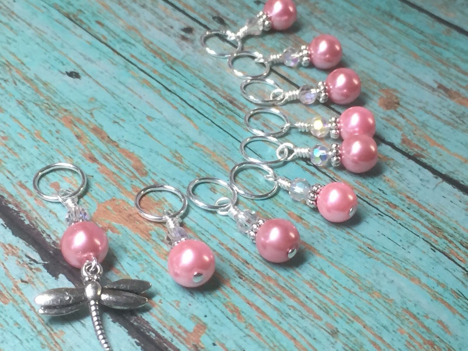 Snag Free Pink Dragonfly Knitting Stitch Marker Set