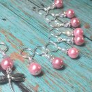 Snag Free Pink Dragonfly Knitting Stitch Marker Set