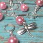 Snag Free Pink Dragonfly Knitting Stitch Marker Set