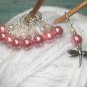 Snag Free Pink Dragonfly Knitting Stitch Marker Set