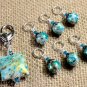 Handmade Snag Free Stitch Marker Set With Holder-aqua splash- Knitting Gift