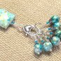 Handmade Snag Free Stitch Marker Set With Holder-aqua splash- Knitting Gift