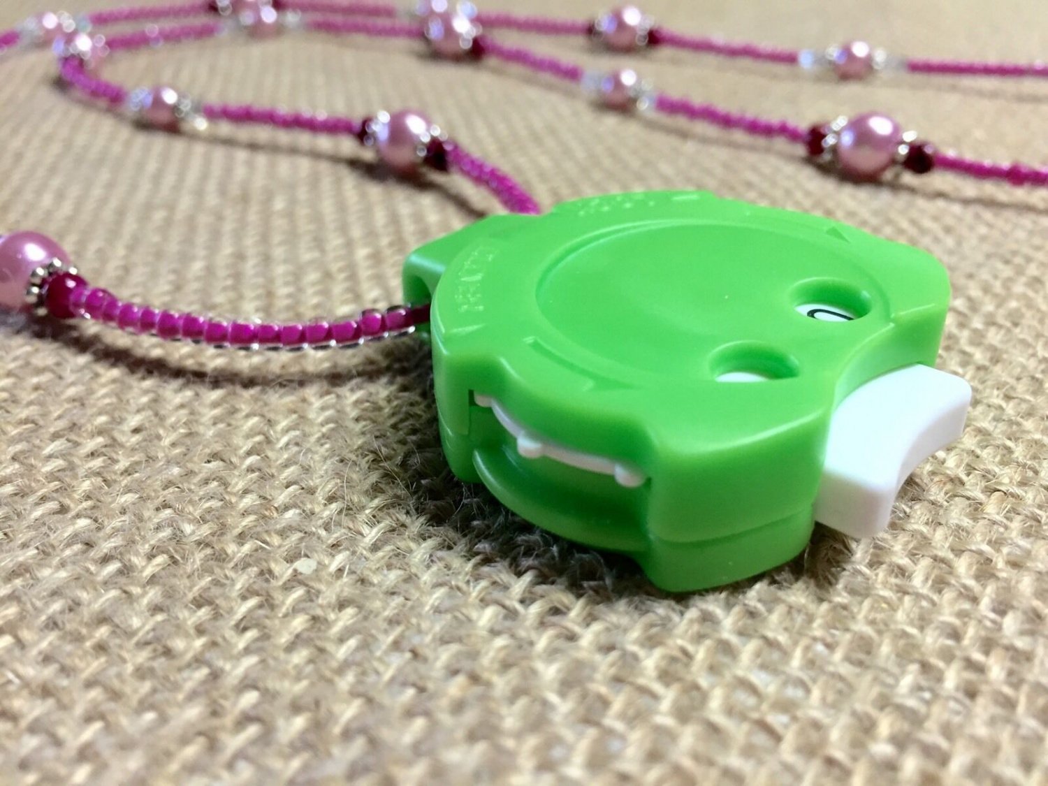 Handmade Beaded Pink Stitch OR Row Counter Necklace- Counts 0 To 99