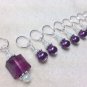 Amethyst Crystal Knitting Stitch Marker Set of 9 (SNAG FREE) with glass pearls