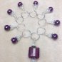 Amethyst Crystal Knitting Stitch Marker Set of 9 (SNAG FREE) with glass pearls