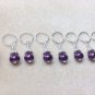 Amethyst Crystal Knitting Stitch Marker Set of 9 (SNAG FREE) with glass pearls