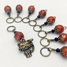 Handmade Beaded Knitting Stitch Markers (SNAG FREE)- Kitty Cat