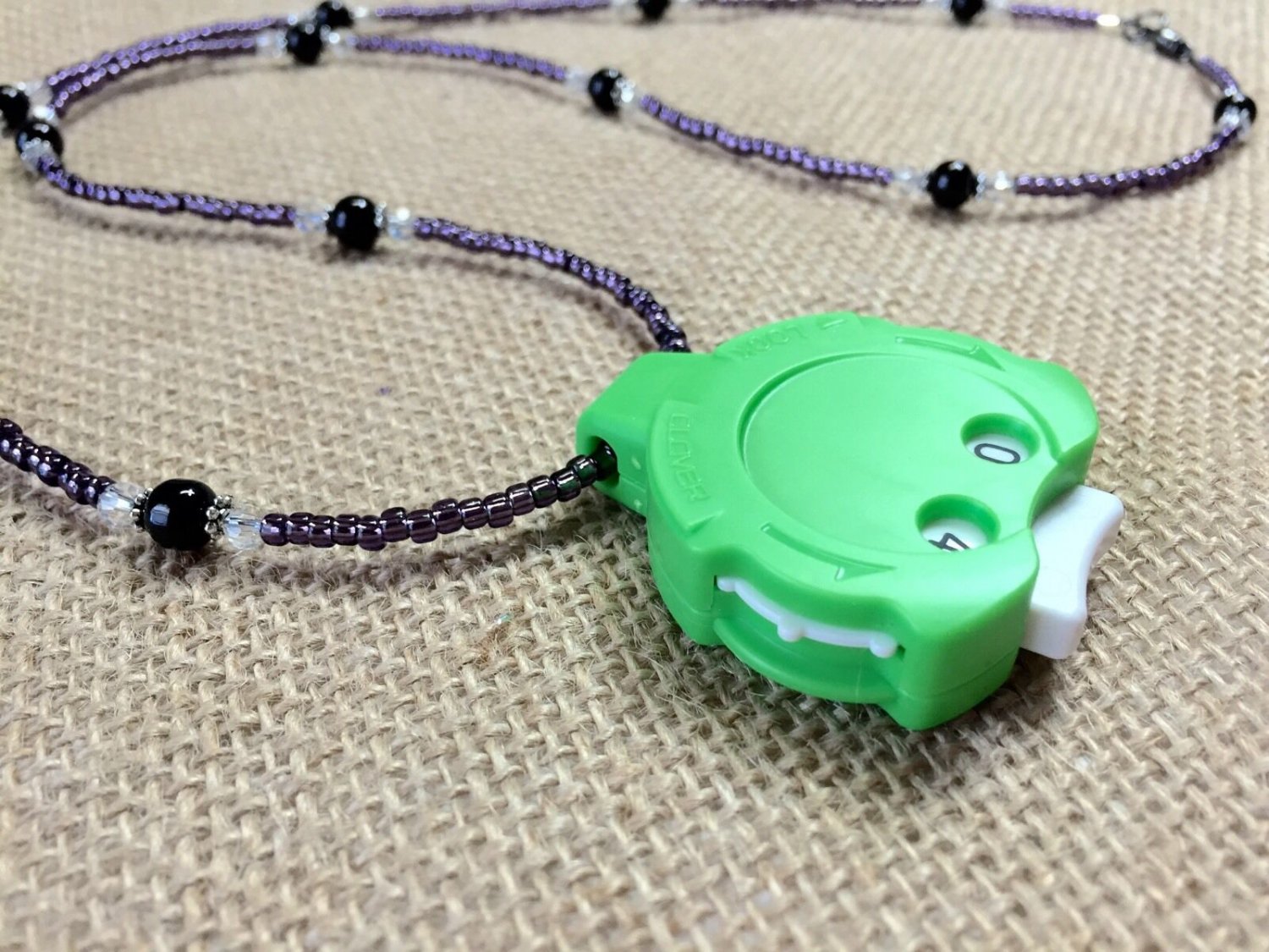 Handmade Beaded Purple Stitch OR Row Counter Necklace- Counts 0 To 99